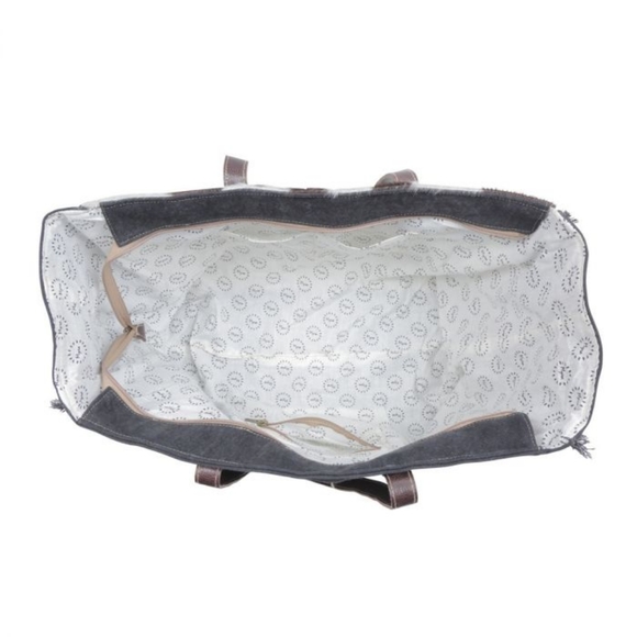 😍New Style Myra Bag Cowhide Canvas Leather Weekender Travel XL extra lar - Picture 9 of 11